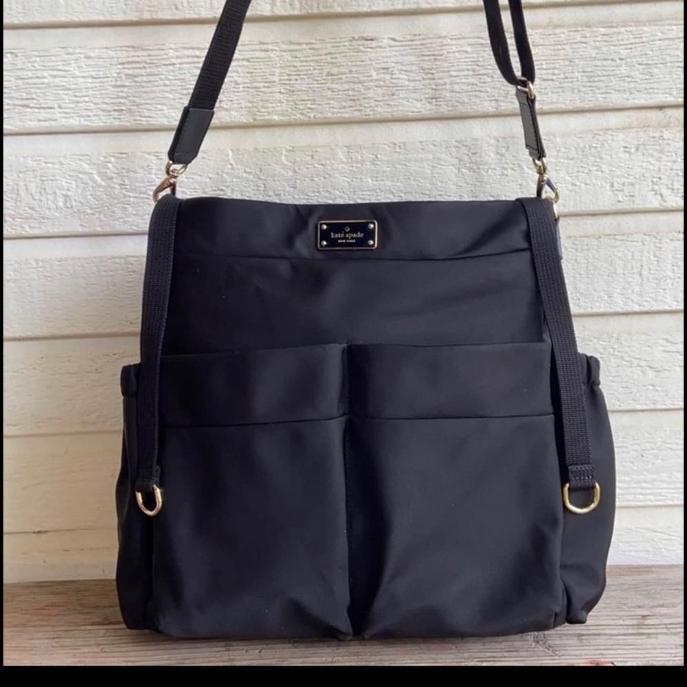 Kate Spade Black Nylon Messenger/Diaper Bag